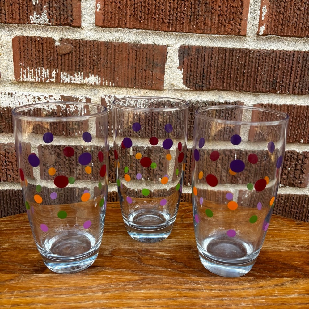 Pampered Chef Mixed Polka Lot of 4 Highball Drinking Glass Tumbler - Picture 6 of 9